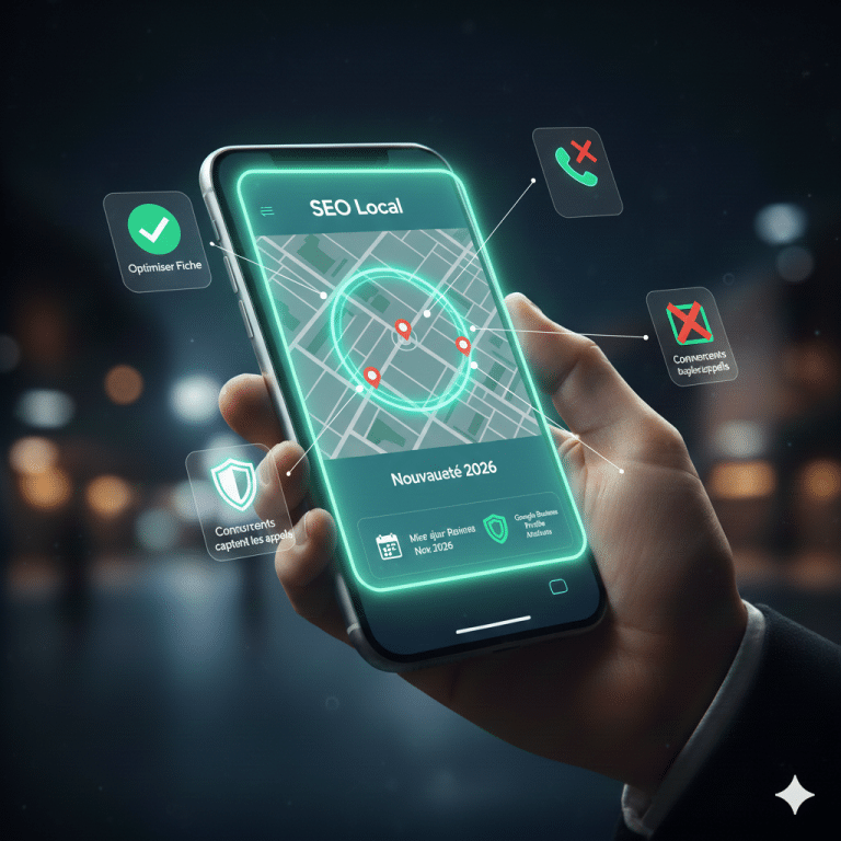 SEO local 2026 : optimisation de fiche Google Business Profile sur smartphone.